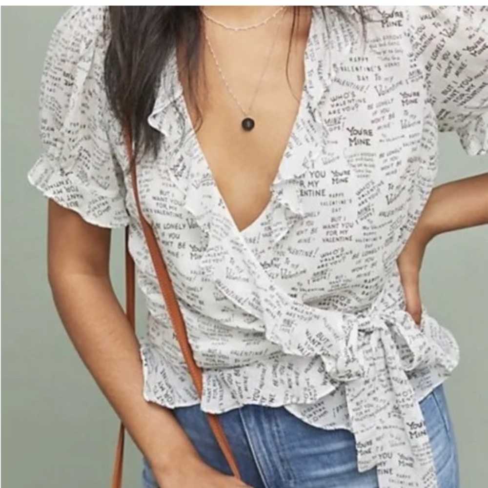 Anthropologie  Maeve NWT size 4 valentines wrap blouse